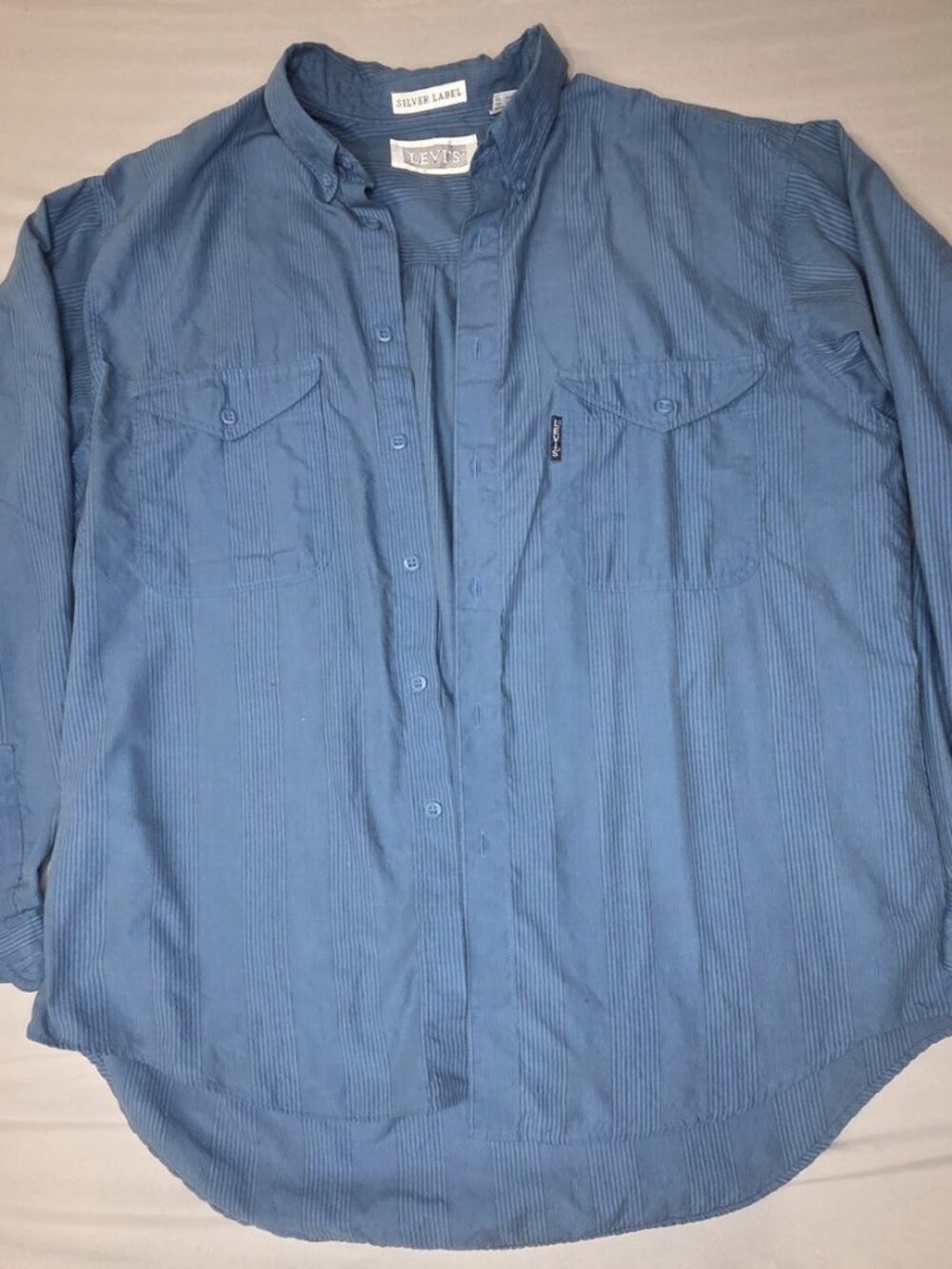 Levis Silver Label L Blue Pinstripe Button Down